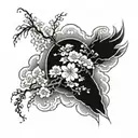 Japanese sleeve with clouds and flowers  tattoo design idea