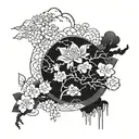 Japanese sleeve with clouds and flowers  tattoo design idea