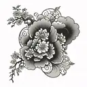 Japanese sleeve with clouds and flowers  tattoo design idea