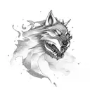 fenrir howling in front of the world tree tattoo design idea