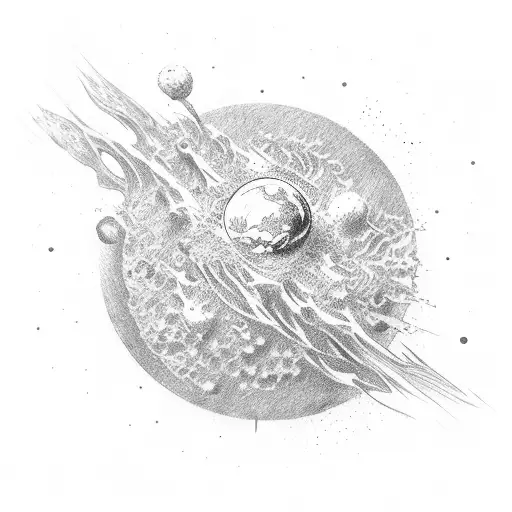 planet getting destroyed tattoo design idea