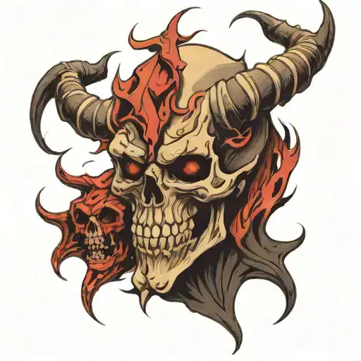 satan, skull, demon tattoo design idea