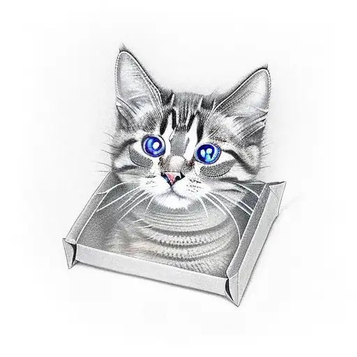 schrodinger's cat in a box tattoo design idea