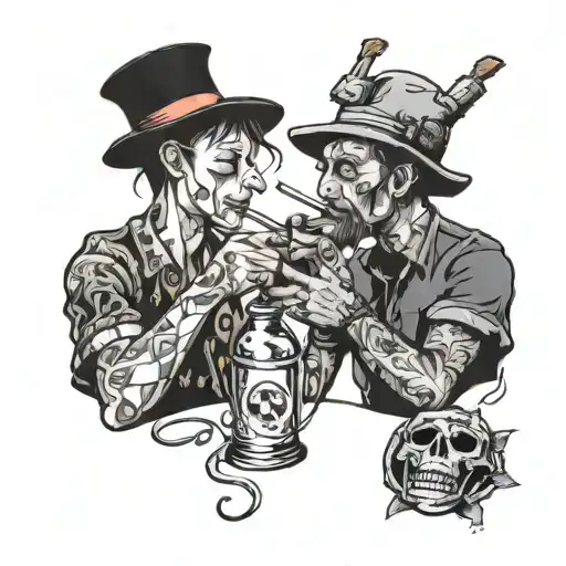 Friendship, Drinking, Smoking, Drugs, Distance between eachother tattoo design idea