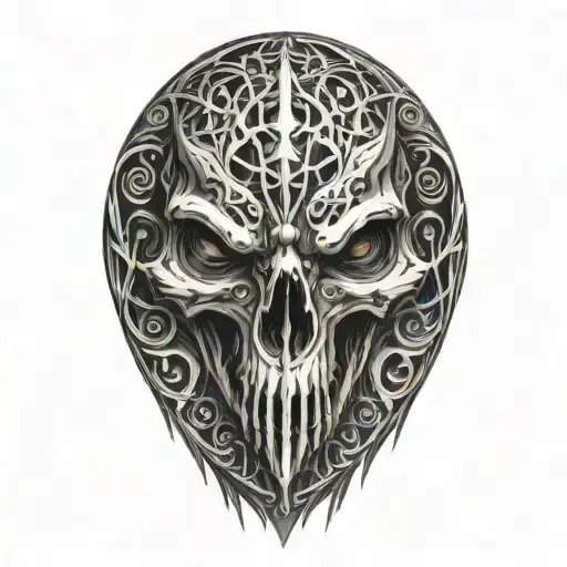 raven skull tattoo design idea