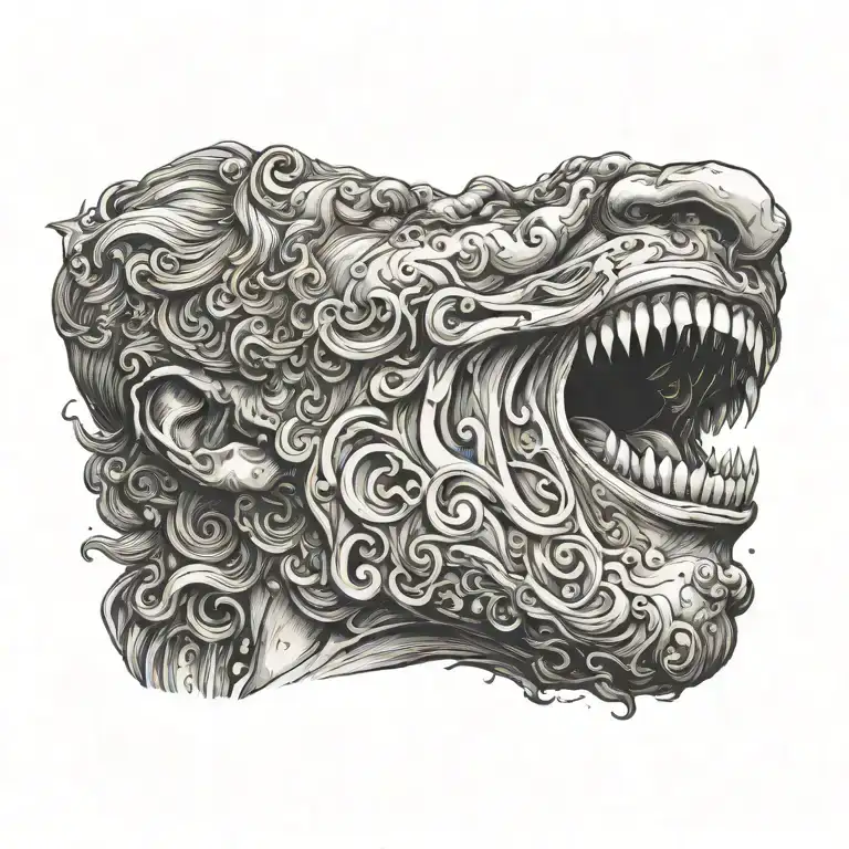 greek god blowing galaxy out of mouth tattoo design idea