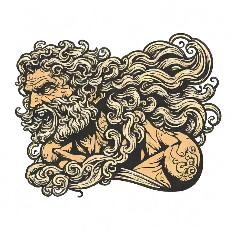 Greek god of wind blowing galaxy from puckered mouth tattoo design idea