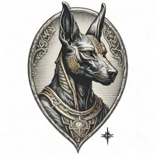 Anubis standing looking forward tattoo design idea