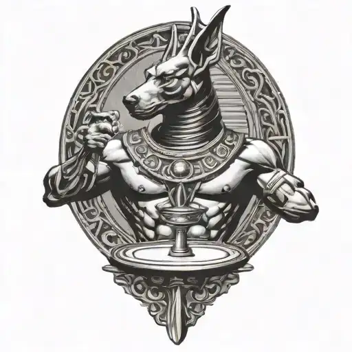 Anubis holding a scale tattoo design idea