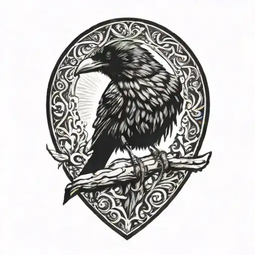 Raven perched tattoo design idea