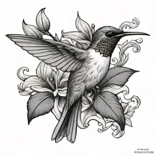 humming bird alone  tattoo design idea