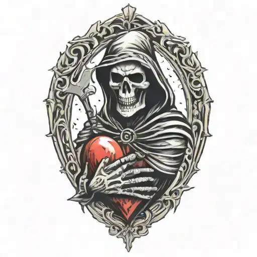 Grim Reaper Sacred Heart raven tattoo design idea