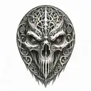 raven skull tattoo design idea