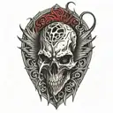 raven skull tattoo design idea