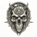 raven skull surrounded tattoo design idea