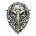 raven skull surrounded tattoo design idea