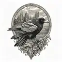 raven flying tattoo design idea