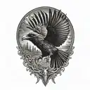 raven flying tattoo design idea