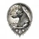 Extremely realistic anubis in front of moon tattoo design idea