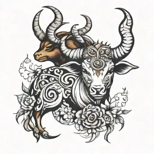 taurus and capricorn fusion design combining tattoo design idea
