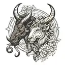 taurus and capricorn fusion design combining tattoo design idea