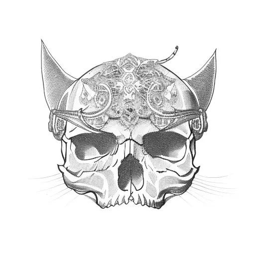 Skull with cat ears made of cats  tattoo design idea