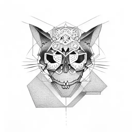 Cat skull tattoo design idea