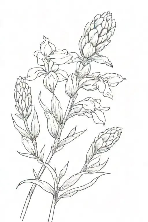 bluebonnet with stem staying "wrapped" tattoo design idea