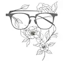 minimalistic abstract eyeglasses with flowers  tattoo design idea