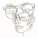 minimalistic abstract eyeglasses with flowers  tattoo design idea