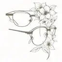 minimalistic abstract eyeglasses with flowers  tattoo design idea