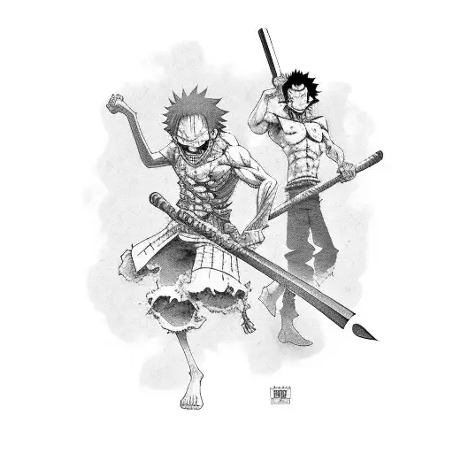 Luffy y zoro tattoo design idea