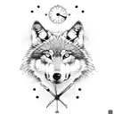 wolf with a broken clock and three words (nankurunaisa, ukeireru,kurushimani  tattoo design idea