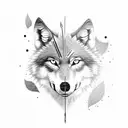 wolf with a broken clock and three words (nankurunaisa, ukeireru,kurushimani  tattoo design idea