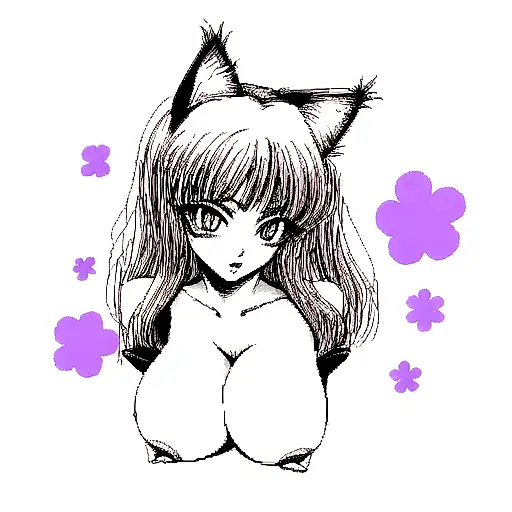 titties and cats tattoo design idea