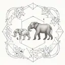 A geometric mandala design featuring various zoo animals intertwined in intricate patterns tattoo design idea