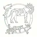 A geometric mandala design featuring various zoo animals intertwined in intricate patterns tattoo design idea