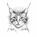 cat with bat wings silhouette  tattoo design idea