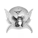 cat with bat wings silhouette  tattoo design idea