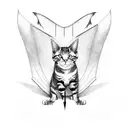 cat with bat wings silhouette  tattoo design idea