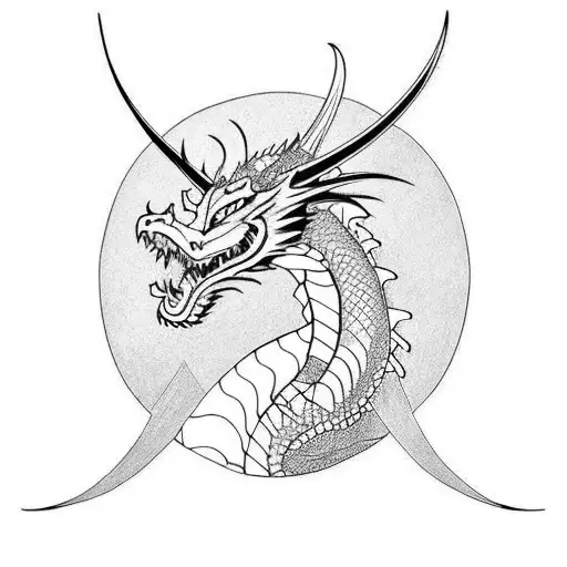 A minimalist tattoo of a dragon tattoo design idea