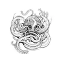 kraken taking down a ship tattoo design idea