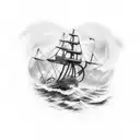 kraken taking down a ship tattoo design idea