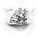 kraken taking down a ship tattoo design idea