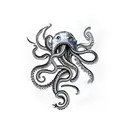 kraken taking down a ship tattoo design idea