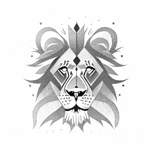 Lion and redwood trees tattoo design idea
