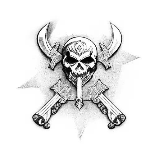 viking assassins creed skulland crossbones tattoo design idea