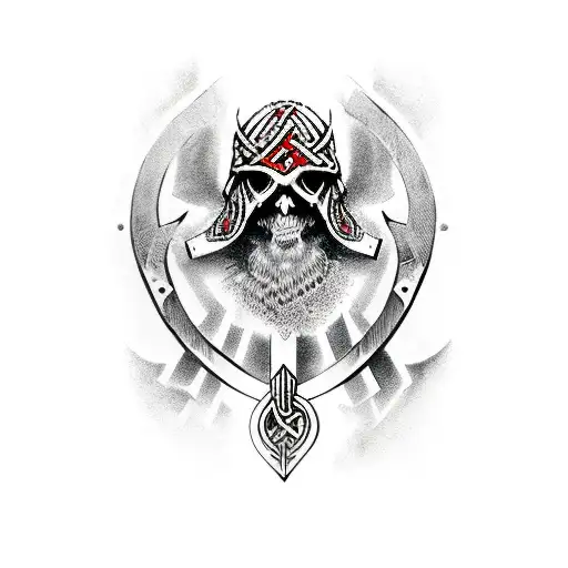 viking assassins creed skulland crossbones tattoo design idea