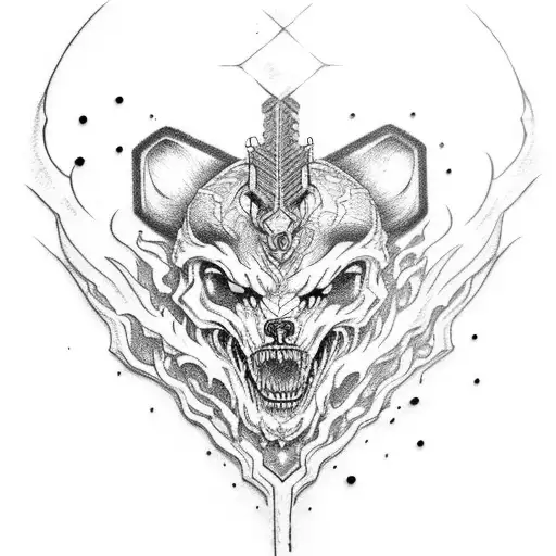 fenrir skulland crossbones tattoo design idea