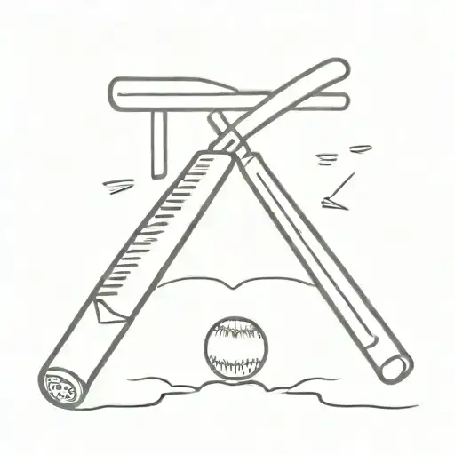 balle de baseball et baseball bat hanging upside down tattoo design idea